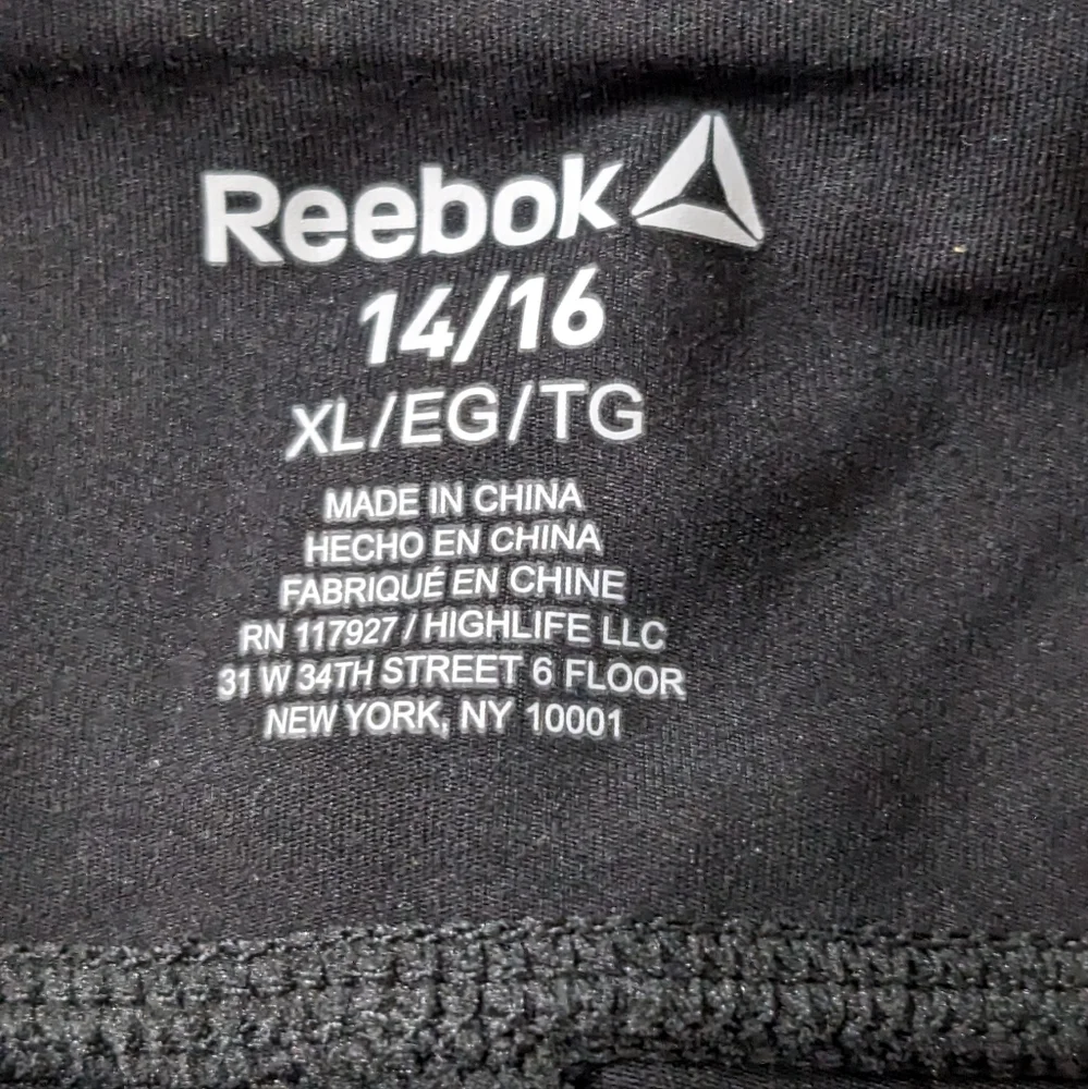 Reebok Girls Black Compression Biker Shorts, Size XL(14/16), New With Tag